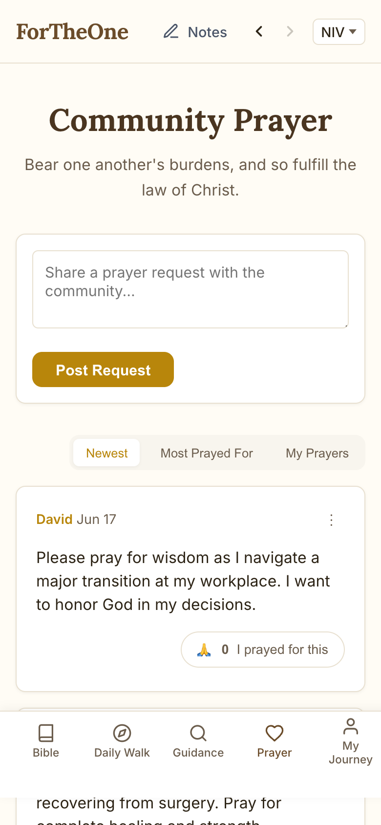 Community Prayer Screen